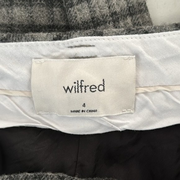 Aritzia Wilfred Grey Plaid Front Tie Wool Lined Pants Size 4 - Picture 8 of 10
